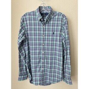Ralph Lauren Men's Size Small Green Blue Plaid Classic Fit Performance Shirt